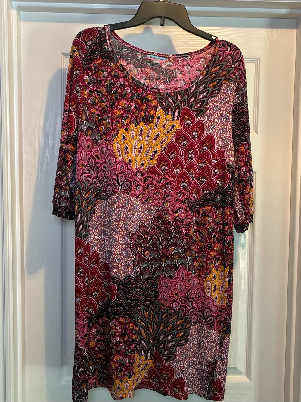 Women's Paisley-Print Tunic with 3/4 Sleeves